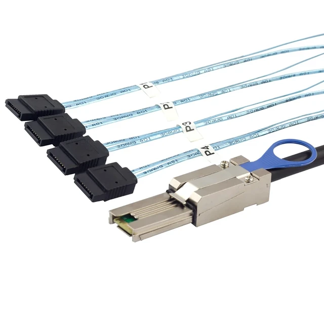 Alt view image 4 of 5 - MINI SAS HD SFF-8088 to 4X SATA 7Pin Cable, 0.5m/1m/2m/3m High Speed 6Gbps Server Hard Drive Data Cable Compatible with Servers, Storage Expansion, RAID Controller, Workstations (2M/78.74in)