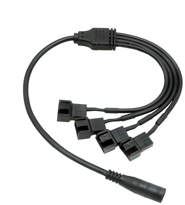 Main image of DC 5.5 * 2.1 Power Adapter to 4 Pin PC Fan Splitter Cable - DC 5V to Computer Case and CPU Fan Converter 37cm/14.57 inch (1 to 2)