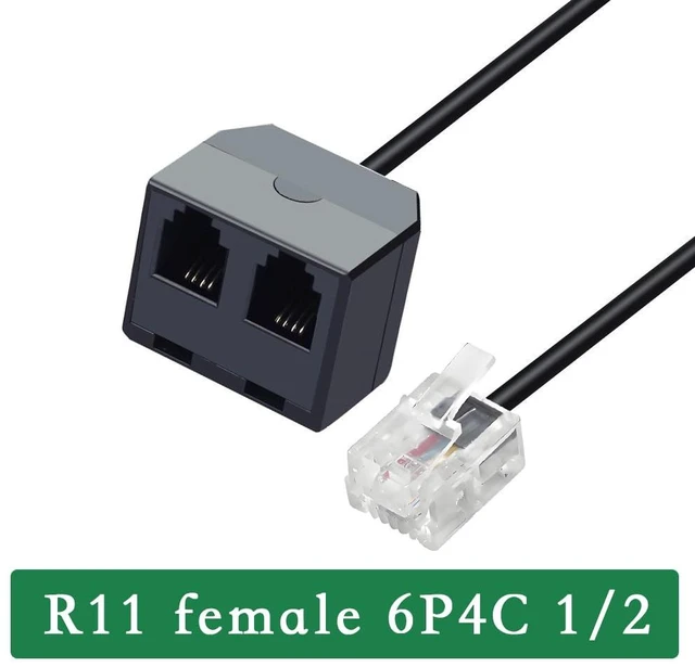 Alt view image 4 of 5 - RJ11 1 to 2 Phone Line Splitter 6P4C Plugs Four Core Adapter with 4.8inch Cable for Telephone Fax Machine (1)