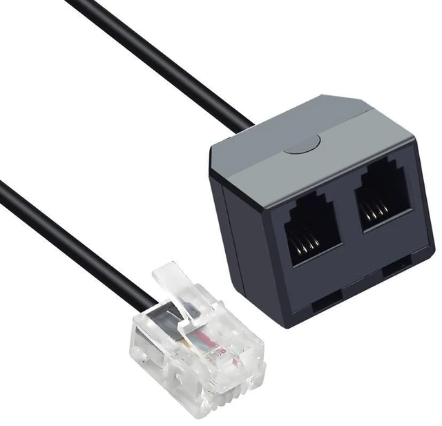 Alt view image 5 of 5 - RJ11 1 to 2 Phone Line Splitter 6P4C Plugs Four Core Adapter with 4.8inch Cable for Telephone Fax Machine (1)