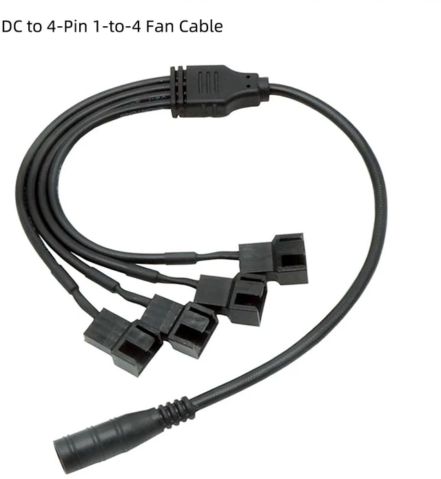 Alt view image 5 of 6 - DC 5.5 * 2.1 Power Adapter to 4 Pin PC Fan Splitter Cable - DC 5V to Computer Case and CPU Fan Converter 37cm/14.57 inch (1 to 2)