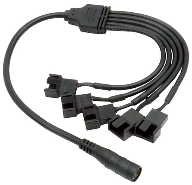 Main image of DC 5.5 * 2.1 Power Adapter to 4 Pin PC Fan Splitter Cable - DC 5V to Computer Case and CPU Fan Converter 37cm/14.57 inch (1 to 5)