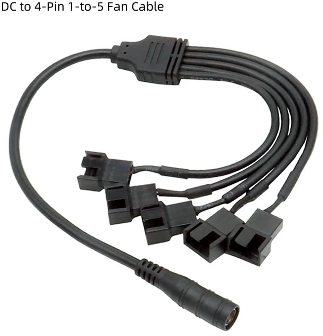 Alt view image 5 of 6 - DC 5.5 * 2.1 Power Adapter to 4 Pin PC Fan Splitter Cable - DC 5V to Computer Case and CPU Fan Converter 37cm/14.57 inch (1 to 5)