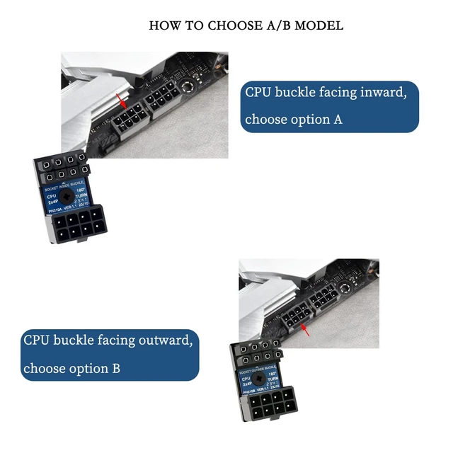 Alt view image 5 of 6 - CPU ATX 8P Power Adapter Male to Female Header 180 Degree Socket Buckle for Desktop Chassis CPU Wiring Beautification (PH310A 1piece)