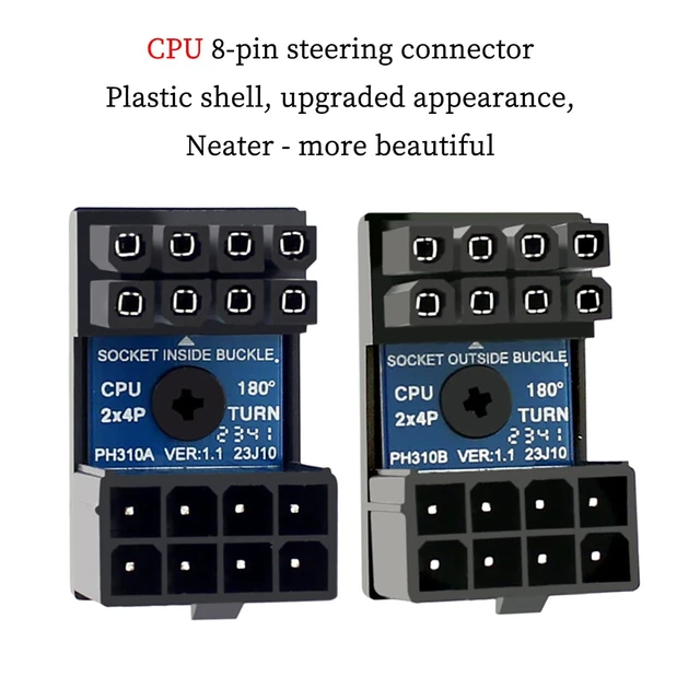 Alt view image 2 of 6 - CPU ATX 8P Power Adapter Male to Female Header 180 Degree Socket Buckle for Desktop Chassis CPU Wiring Beautification (PH310A 1piece)