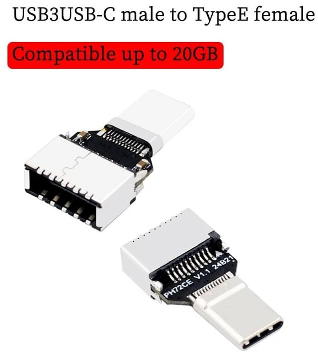 Alt view image 3 of 5 - PH721CE USB 3.2 USB-C Male to Type-E Female Adapter 20Gbps Front Panel USB-C Converter for Desktop PC Case