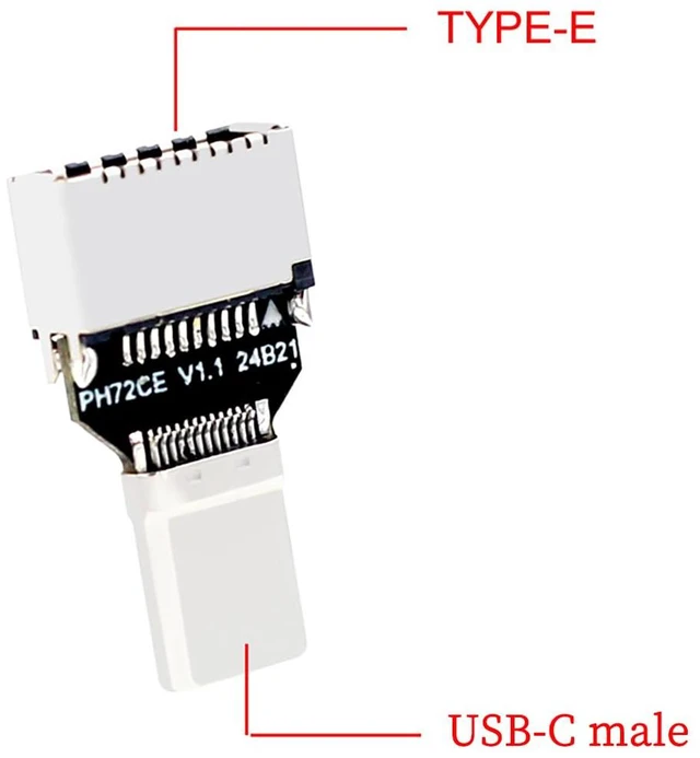 Alt view image 4 of 5 - PH721CE USB 3.2 USB-C Male to Type-E Female Adapter 20Gbps Front Panel USB-C Converter for Desktop PC Case