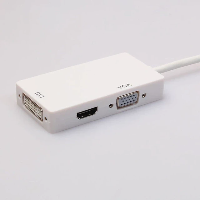 Alt view image 2 of 3 - Mini Display Port to VGA + DVI + HDMI-Compatible Converter 1080p Video Adapter for Computer Video Transmission (White)