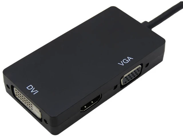 Alt view image 2 of 2 - Mini Display Port to VGA + DVI + HDMI-Compatible Converter 1080p Video Adapter for Computer Video Transmission (Black)