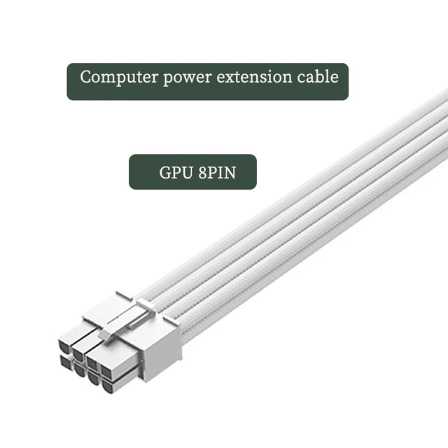 Alt view image 2 of 7 - GPU Power Extension Cable 30cm Male to Female Colorful Graphics Card Accessory 18AWG (White)