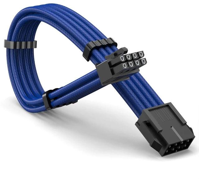 Main image of GPU 8Pin (6+2) Extension Cable 30cm Male to Female, 18AWG Tinned Copper, Color Nylon Braided, ATX PSU Power Cord for Graphics Cards (Blue)