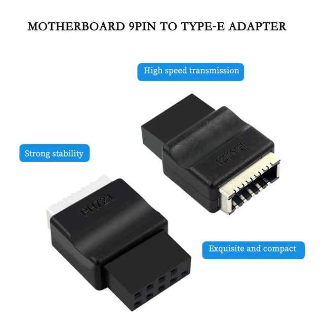 Alt view image 2 of 7 - PH721+ Motherboard USB2.0 9PIN Male to Type-E Female Adapter Chassis USB Socket 9-pin for Desktop PC