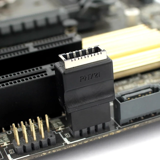 Alt view image 6 of 7 - PH721+ Motherboard USB2.0 9PIN Male to Type-E Female Adapter Chassis USB Socket 9-pin for Desktop PC