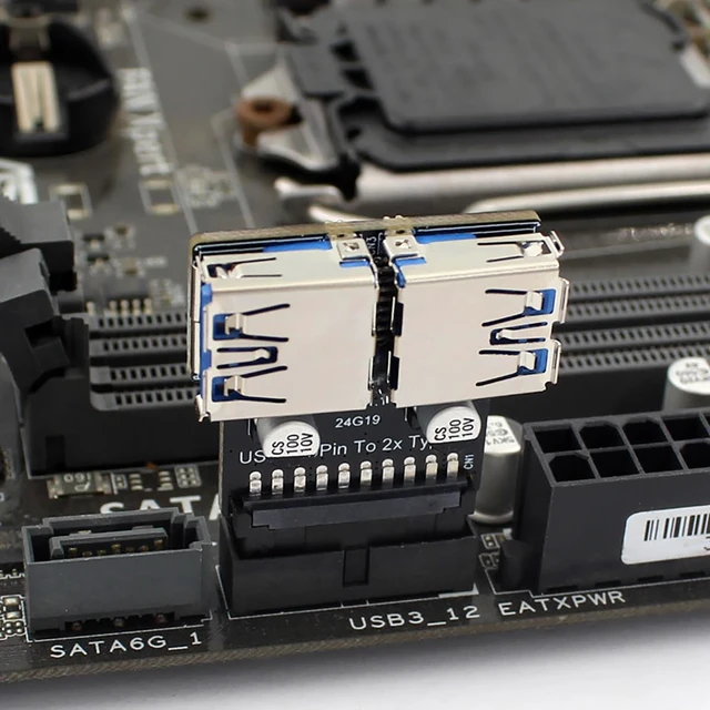 Alt view image 3 of 7 - PH22T 19P/20P to USB-A Connector USB3.0/3.1 Adapter for PC Front Panel