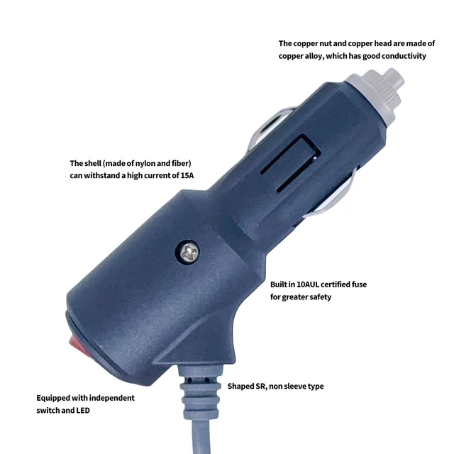 Alt view image 5 of 7 - 12V-24V Car Power Adaper to DC Power Cable with LED Switch, Compatible with Starlink Mini, Pure Copper 18AWG Wire, Low Voltage Drop Not for Gen 2/Gen 3 Models (78.74, Inches)