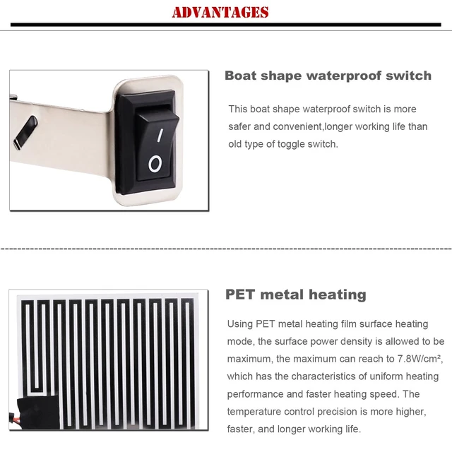 Alt view image 3 of 7 - Heated Motorcycle Handlebar Grips 12V with Waterproof Rocker Switch Fast Heating PET Metal Film Hand Warmers for All 12V Motorbikes, Easy Installation, Dustproof & Weather-Resistant