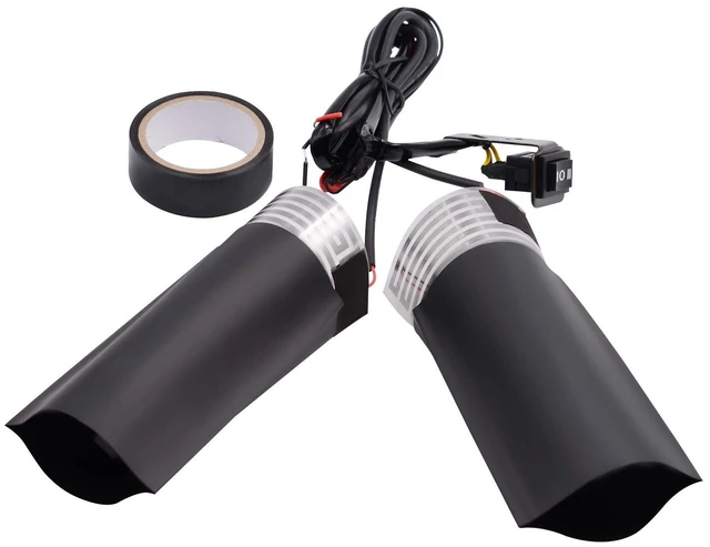 Main image of Heated Motorcycle Handlebar Grips 12V Adjustable Temperature Fast Heating PET Metal Film Hand Warmers for All 12V Motorbikes, Waterproof Switch, Easy Installation