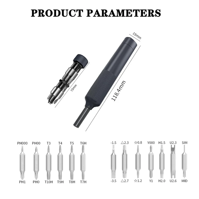Alt view image 7 of 7 - Mini 39/27-in-1 Precision Screwdriver Tool Set Magnetic Double Batch Magnetic Bits Pen Style for Cell Phone, Computer, Eyeglasses,Watch, Camera Repair Tool Kit (Aluminum Shell 27-in-1)