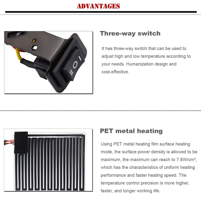 Alt view image 4 of 7 - Heated Motorcycle Handlebar Grips 12V Adjustable Temperature Fast Heating PET Metal Film Hand Warmers for All 12V Motorbikes, Waterproof Switch, Easy Installation