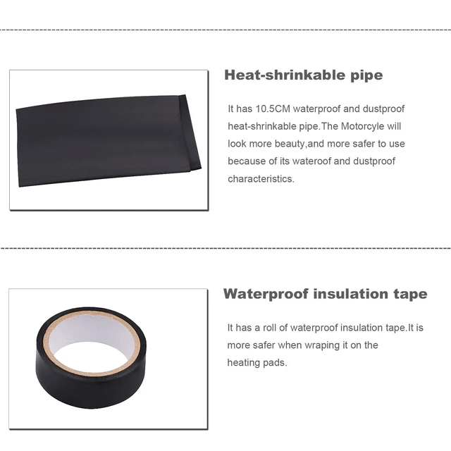 Alt view image 7 of 7 - Heated Motorcycle Handlebar Grips 12V Adjustable Temperature Fast Heating PET Metal Film Hand Warmers for All 12V Motorbikes, Waterproof Switch, Easy Installation