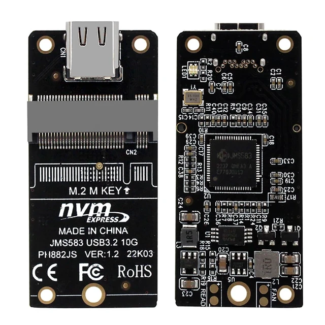 Alt view image 3 of 6 - M. 2 NVMe/NGFF to USB C USB3.1 Solid State Hard Disk Adapter 10Gbps Compatible with M. 2 2230, 2242, 2260, 2280 SSD (PH882JL-PCBA, with NVMe Protocol)