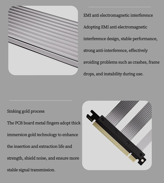 Alt view image 2 of 5 - PCIE5.0 X16 Extension Cable Full Speed 90° 180° Graphics Card Male to Famle Adapter Support 5090 Graphics Card ATX/ITX Chassi (Silver 90 Degrees, 15CM)