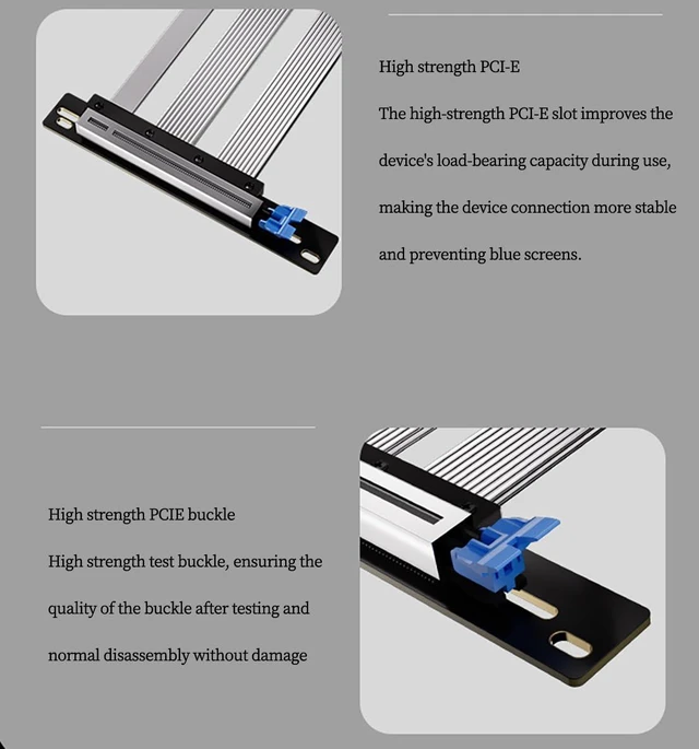 Alt view image 5 of 5 - PCIE5.0 X16 Extension Cable Full Speed 90° 180° Graphics Card Male to Famle Adapter Support 5090 Graphics Card ATX/ITX Chassi (Silver 90 Degrees, 15CM)
