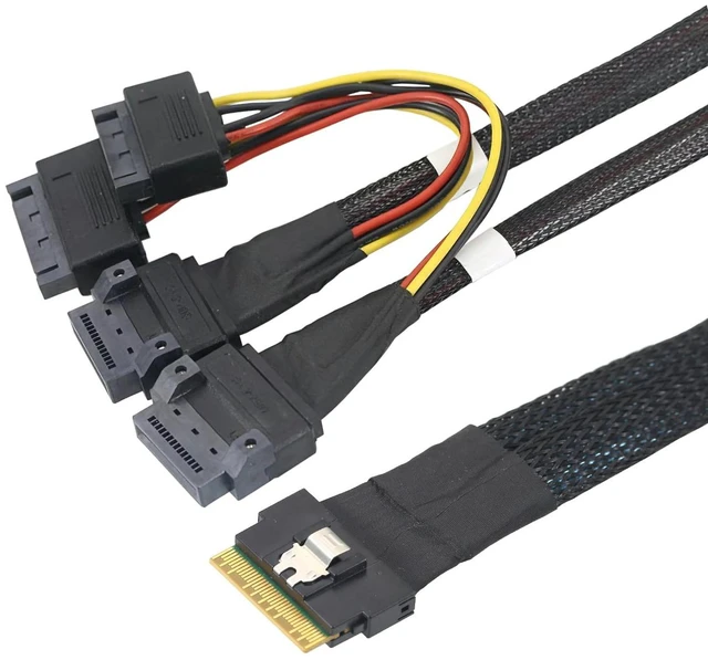 Alt view image 5 of 7 - SlimSAS SFF 8654 8i 8X to Dual GEN Z 1C Cable PCIe 5.00.5M/19.68in