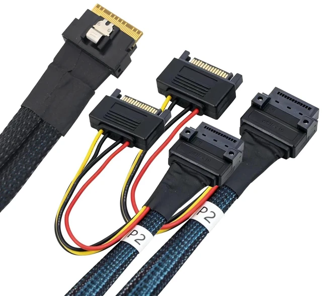 Alt view image 6 of 7 - SlimSAS SFF 8654 8i 8X to Dual GEN Z 1C Cable PCIe 5.00.5M/19.68in