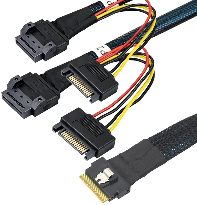 Main image of SlimSAS SFF 8654 8i 8X to Dual GEN Z 1C Cable PCIe 5.00.5M/19.68in