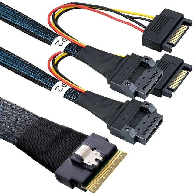 Alt view image 7 of 7 - SlimSAS SFF 8654 8i 8X to Dual GEN Z 1C Cable PCIe 5.00.5M/19.68in