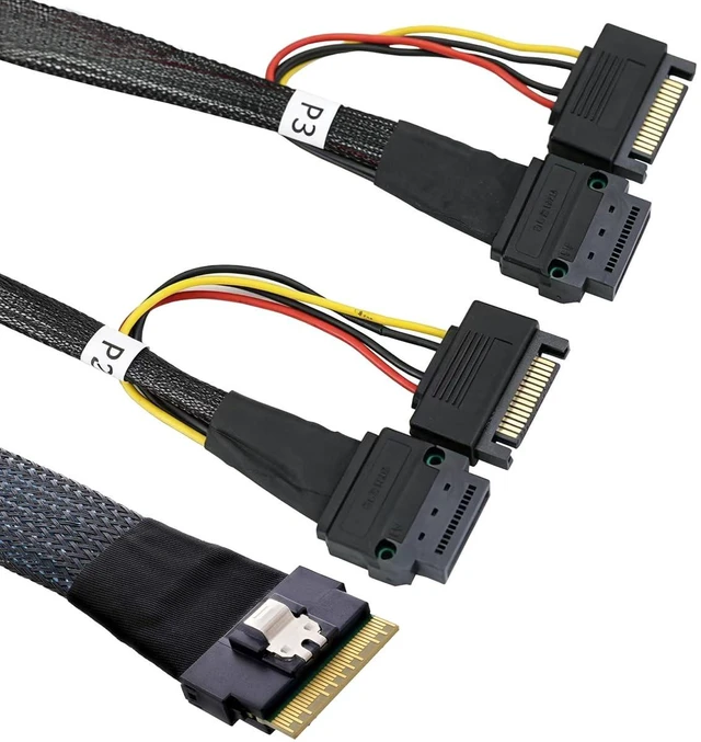 Alt view image 3 of 7 - SlimSAS SFF 8654 8i 8X to Dual GEN Z 1C Cable PCIe 5.00.5M/19.68in