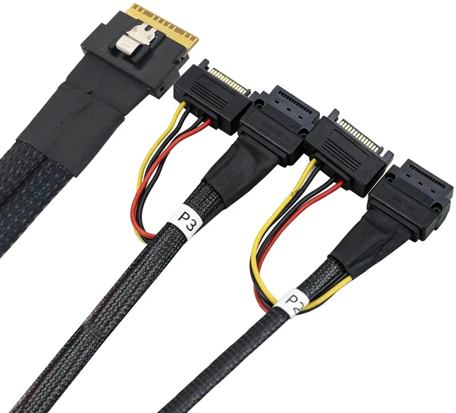 Alt view image 4 of 7 - SlimSAS SFF 8654 8i 8X to Dual GEN Z 1C Cable PCIe 5.00.5M/19.68in