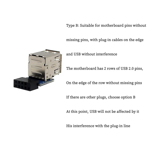 Alt view image 2 of 5 - PH29 USB2.0 9Pin to Dual A Port Adapter Built-in USB Support for Desktop Motherboard (PH29B)