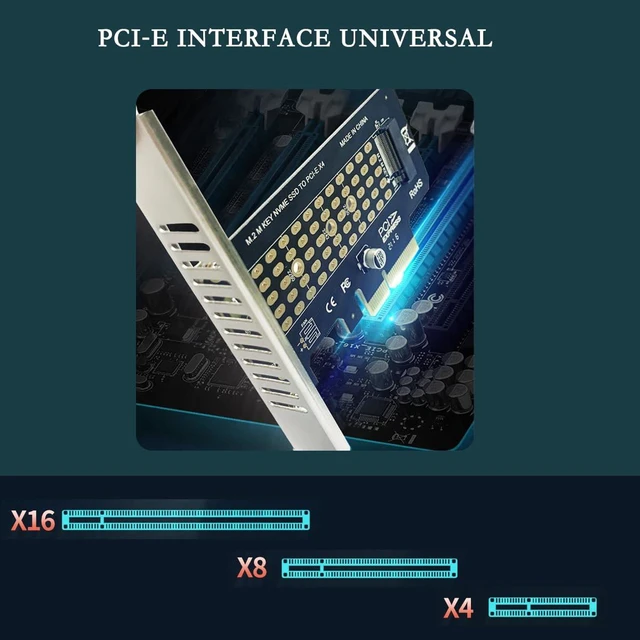 Alt view image 6 of 7 - PH41 PCIe3.0 X4 to M.2 NVME MKey Adapter Card 32gbps Compatible with M.2 NVMe 2230-2280 SSD X4 X8 X16 Slot (Half Height)