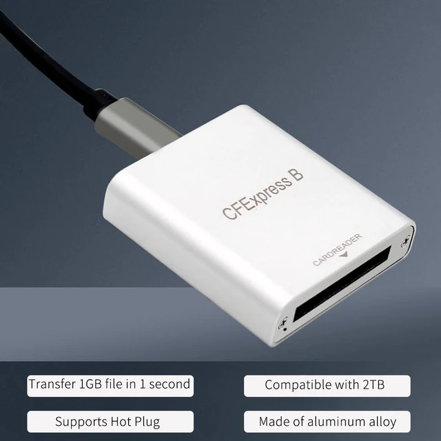 Alt view image 4 of 6 - PH862 CFEXPRESS B Card Reader 10G USB3.2 High Speed with A to C Cable Support 2TB CFE Card Compatible with Z6 Z7 1DX3