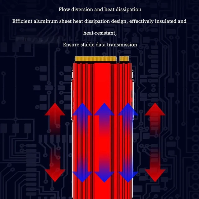 Alt view image 4 of 7 - PH_COOLER1 M.2 SSD Heatsink NVMe M.2 2280 Solid-State Drive Aluminum Alloy Heat Spreader (Red)