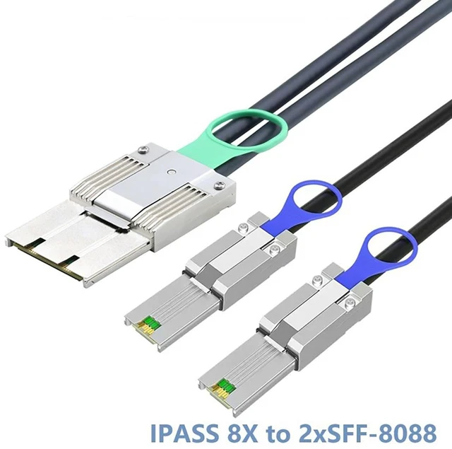 Alt view image 3 of 6 - iPASS X8 to 2×SFF-8088 PCIe 3.0 Cable 8GT/s, 29AWG SAS, 68-Pin to Dual SFF-8088, Industrial Grade -40°C~+85°C, 0.5A, 30V (0.5M/19.68in)