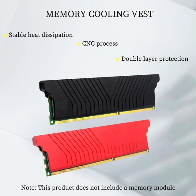Alt view image 6 of 7 - PH-Cooler-DDR-1 Memory Card Heat Sink Aluminum Alloy Metal Heat Vest for Desktop Memory Module Single-Side Double-Side (Red)