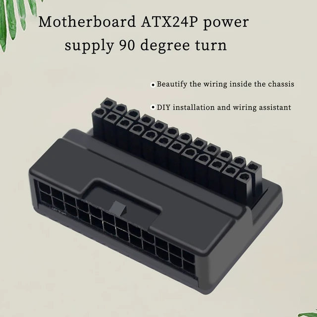 Alt view image 2 of 7 - 90 Degree ATX Motherboard 24P Power Header 2.24 * 1.42 * 0.63in Chassis Wire Organization Adapter DIY Computer Accessories (White)