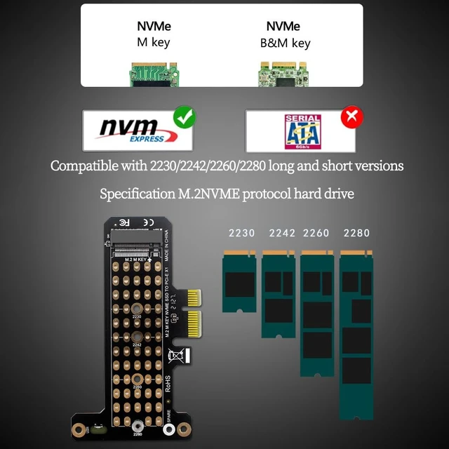Alt view image 6 of 7 - PH41-X1 32Gbps M.2 SSD to PCIe 4.0 X1 Adapter Expansion Card Support PCle X1 X4 X8 X16 Compatible with M.2 NVMe SSD 2230 2242 2260 2280 (Half Height)