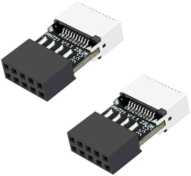 Main image of PH721 Motherboard USB2.0 9PIN to Type-E Adapter Male to Famale Connector USB C Front Panel Socket (2Pcs)