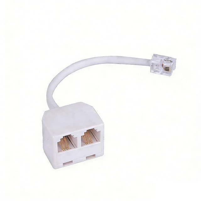 Alt view image 3 of 7 - RJ11 1 to 2 Phone Line Splitter 6P4C Plugs Four Core Adapter with 4.8inch Cable for Telephone Fax Machine (2)