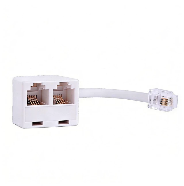 Alt view image 2 of 7 - RJ11 1 to 2 Phone Line Splitter 6P4C Plugs Four Core Adapter with 4.8inch Cable for Telephone Fax Machine (2)