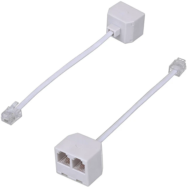Alt view image 4 of 7 - RJ11 1 to 2 Phone Line Splitter 6P4C Plugs Four Core Adapter with 4.8inch Cable for Telephone Fax Machine (2)