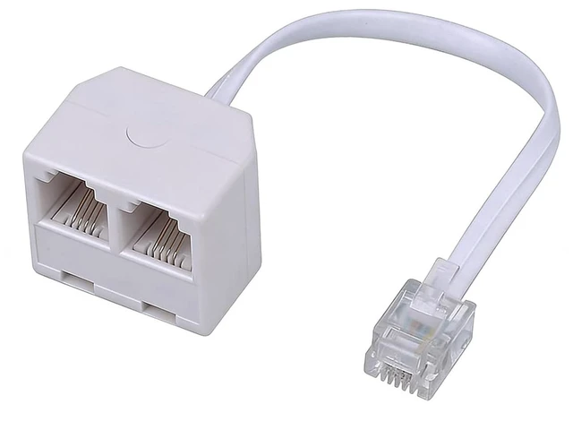Alt view image 5 of 7 - RJ11 1 to 2 Phone Line Splitter 6P4C Plugs Four Core Adapter with 4.8inch Cable for Telephone Fax Machine (2)