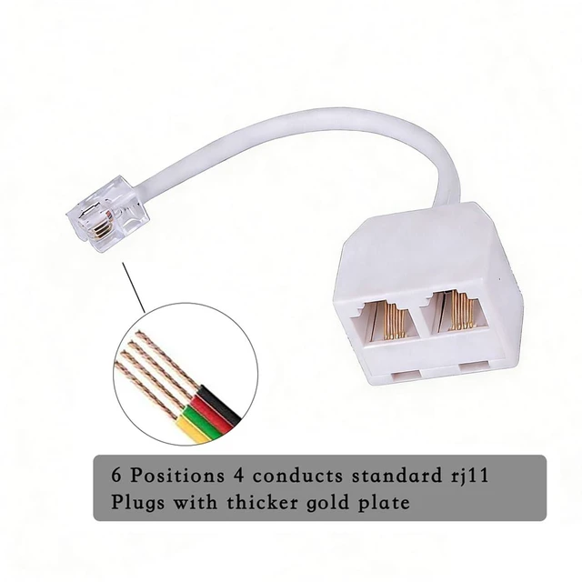 Alt view image 7 of 7 - RJ11 1 to 2 Phone Line Splitter 6P4C Plugs Four Core Adapter with 4.8inch Cable for Telephone Fax Machine (2)