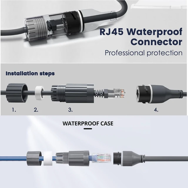 Alt view image 2 of 7 - CAT6 Extension Cable with RJ45 Waterproof Coupler, Compatible with Starlink Gen 3 and Mini, 8P8C Interface, 0.3M/12in Length, IP68 Waterproof Dustproof, Pure Copper Core, Durable 5000+ Plug Cycles