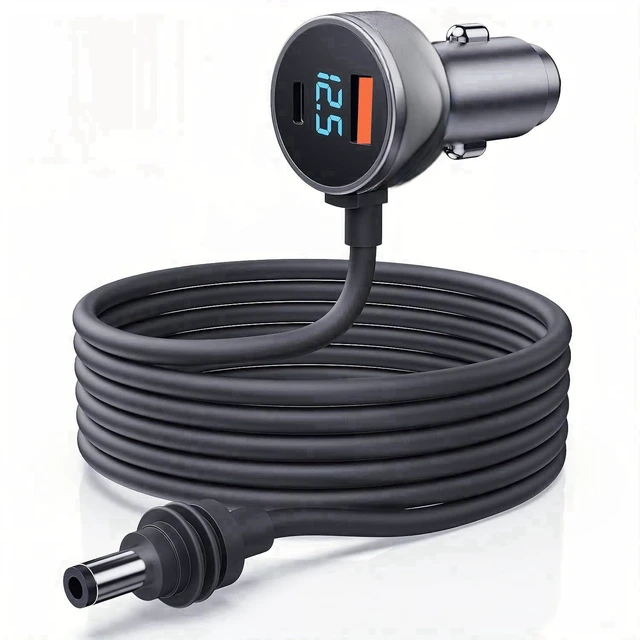Main image of Mini Digital Multi-Function Car Cigarette Lighter Adapter 30W USB-C & USB-A Output, Compatible with Starlink Mini (118.11 in)