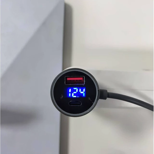 Alt view image 2 of 7 - Mini Digital Multi-Function Car Cigarette Lighter Adapter 30W USB-C & USB-A Output, Compatible with Starlink Mini (118.11 in)
